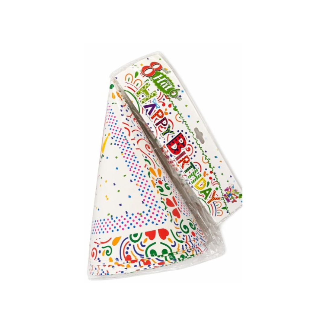 HAPPY BIRTHDAY 8INCH PAPER HAT 6PC