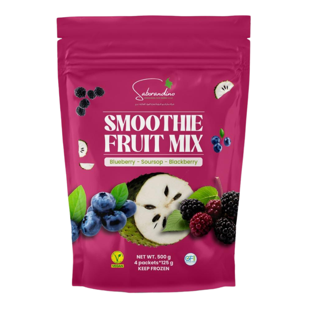 FROZEN SMOOTHIE FRUIT MIX BLUEBERRY, GUANABANA, BLACKBERRY 4PC - 125GR